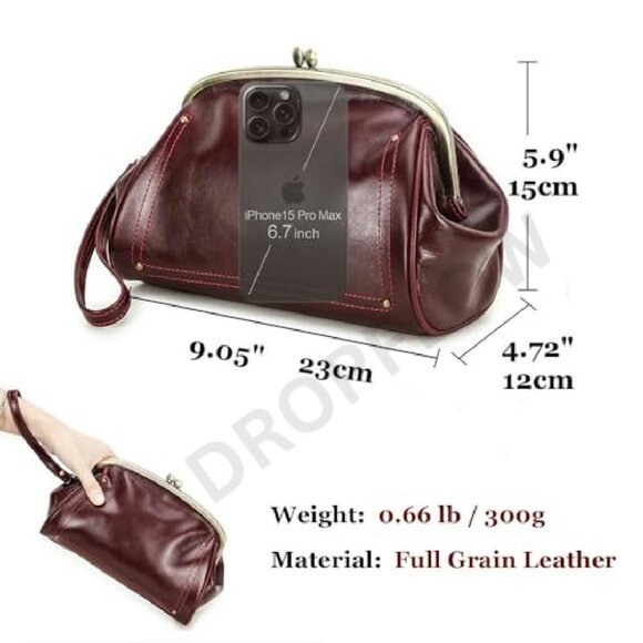 Elegant Burgundy Leather Clutch - Picture 4 of 8